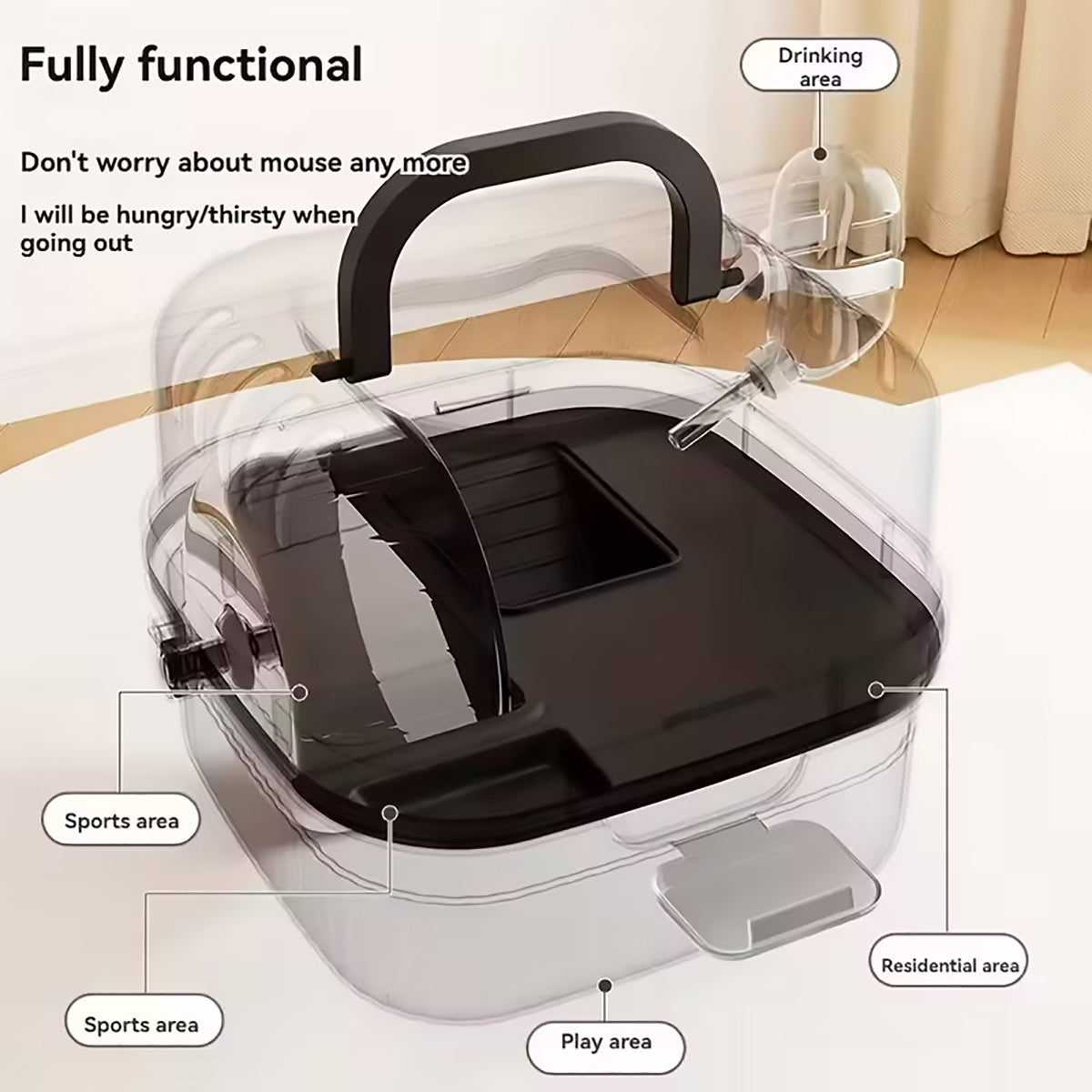 Portable Hamster Cage Travel Small Pet Carrier With Wheel