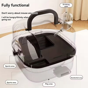 Portable Hamster Cage Travel Small Pet Carrier With Wheel