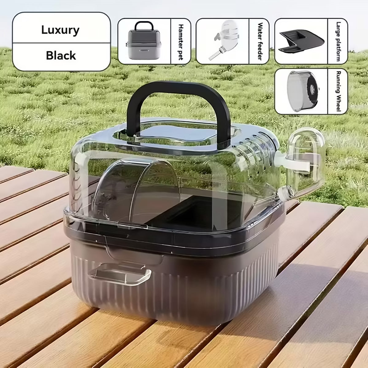 Portable Hamster Cage Travel Small Pet Carrier With Wheel