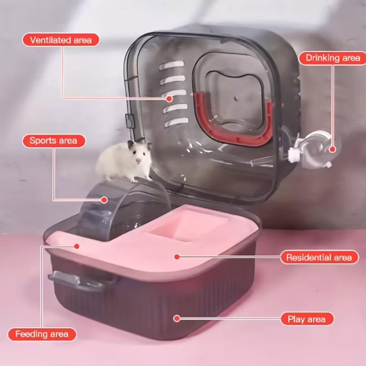 Portable Hamster Cage Travel Small Pet Carrier With Wheel