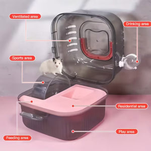 Portable Hamster Cage Travel Small Pet Carrier With Wheel