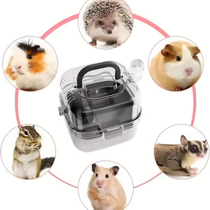 Portable Hamster Cage Travel Small Pet Carrier With Wheel