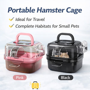 Portable Hamster Cage Travel Small Pet Carrier With Wheel