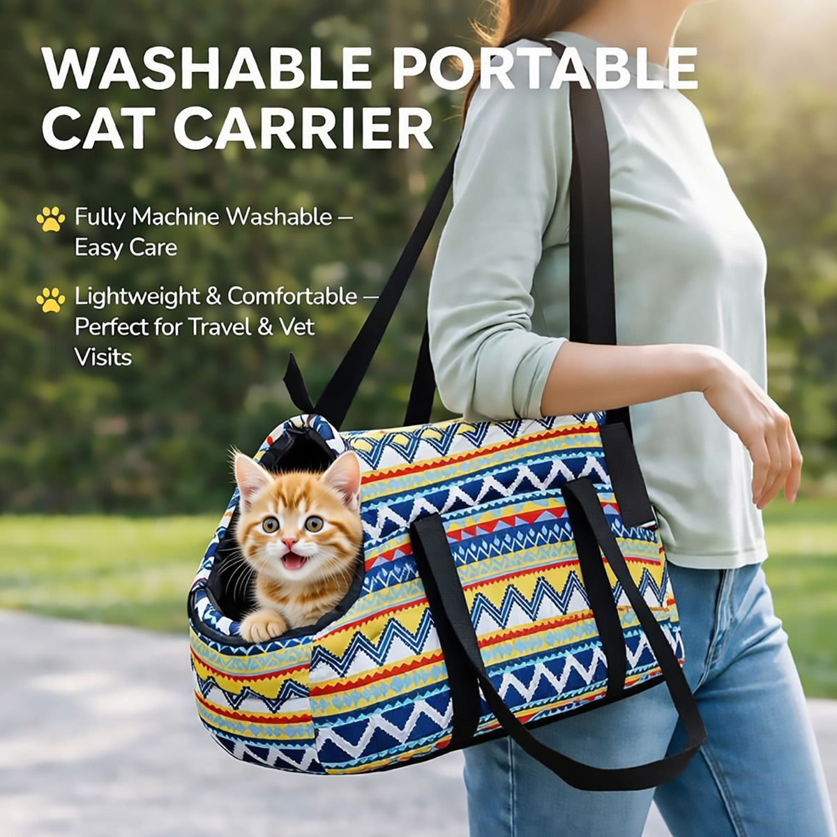 Washable Portable Cat Carrier Bag Lightweight Breathable Pet Tote