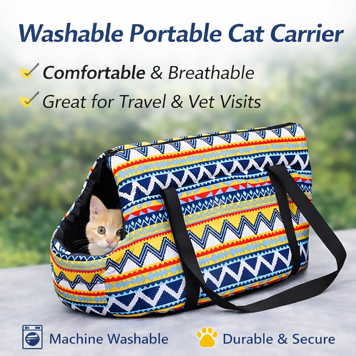 Washable Portable Cat Carrier Bag Lightweight Breathable Pet Tote