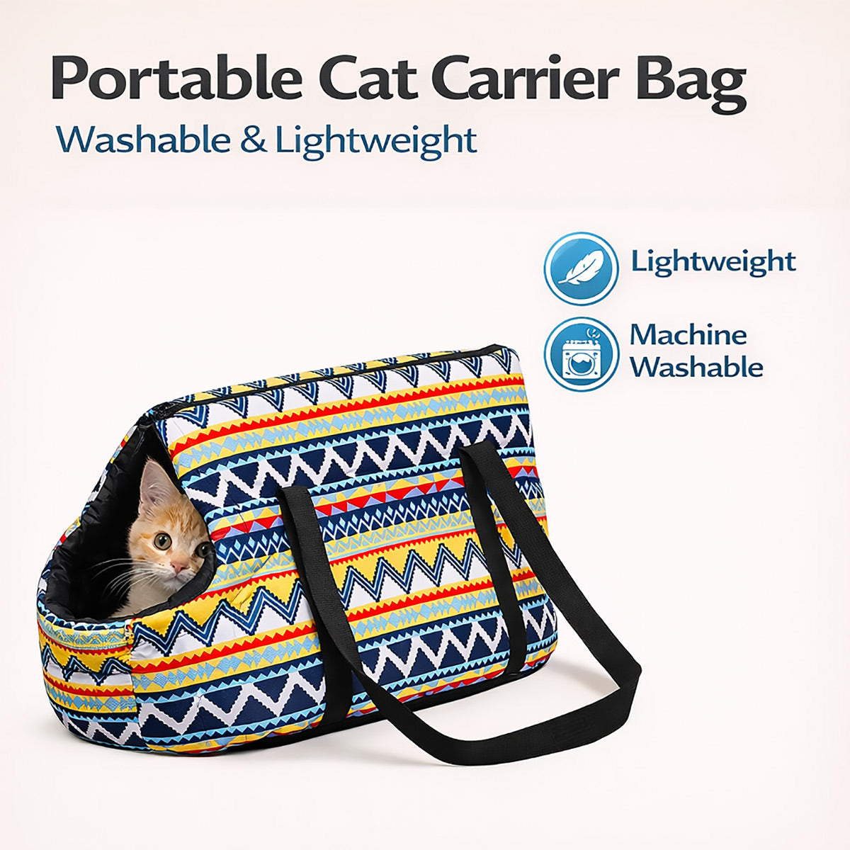 Washable Portable Cat Carrier Bag Lightweight Breathable Pet Tote