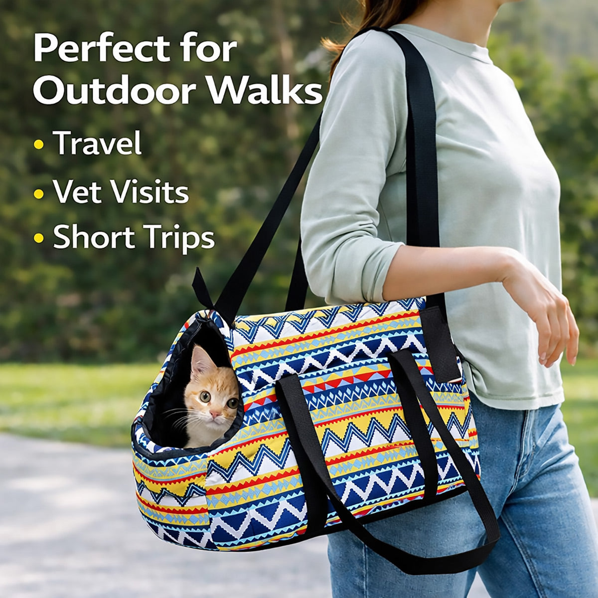 Washable Portable Cat Carrier Bag Lightweight Breathable Pet Tote