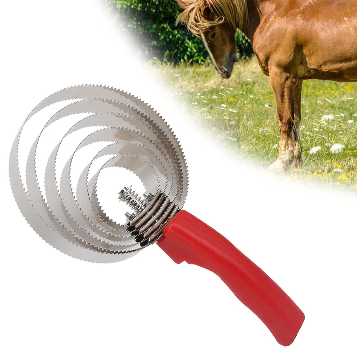Stainless Steel Grooming Brush Ring Comb For Horses & Cattle