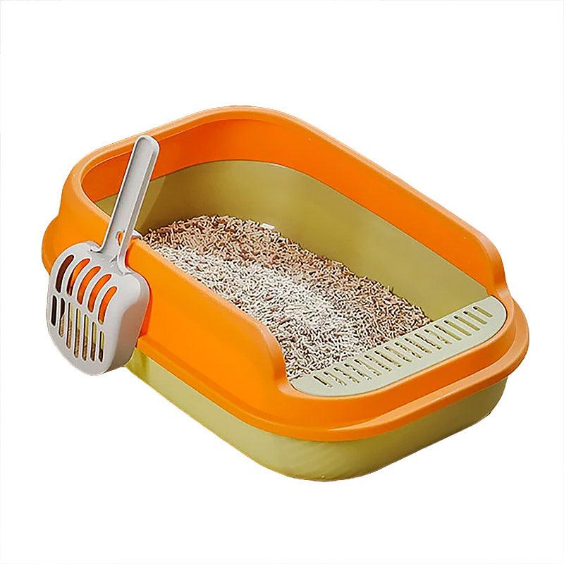 Spacious Open Cat Litter Box with High Sides for Low-Tracking Cleanliness
