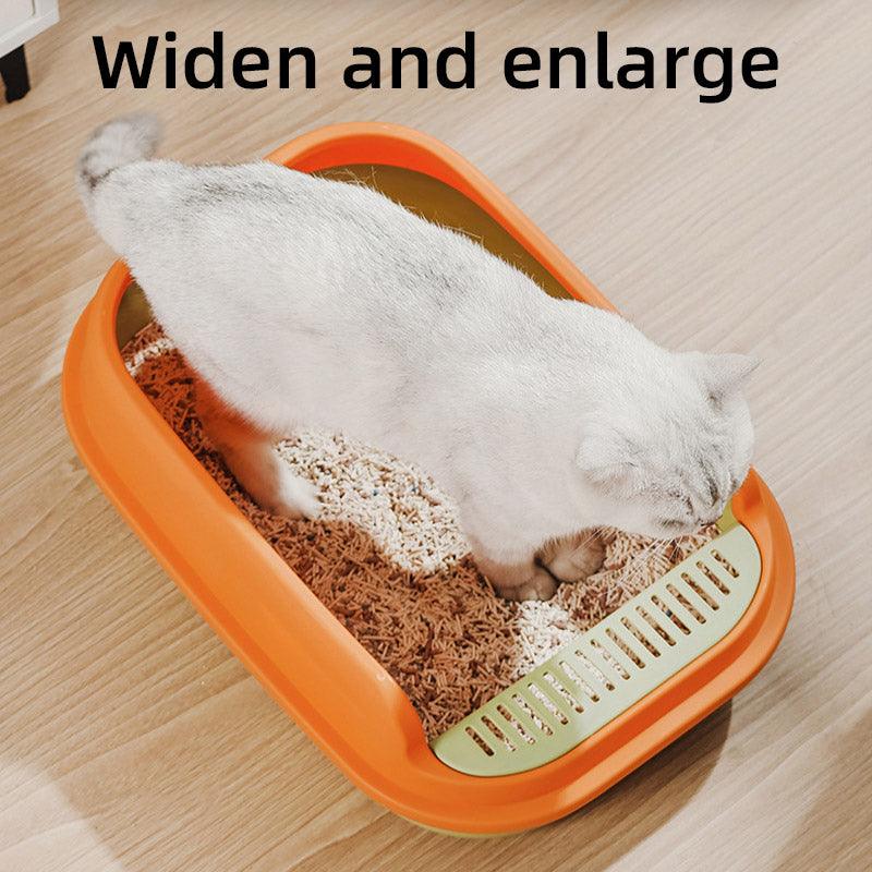 Spacious Open Cat Litter Box with High Sides for Low-Tracking Cleanliness