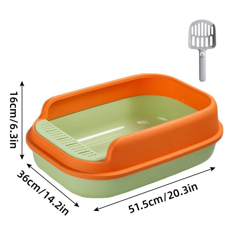 Spacious Open Cat Litter Box with High Sides for Low-Tracking Cleanliness