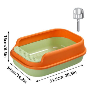 Spacious Open Cat Litter Box with High Sides for Low-Tracking Cleanliness