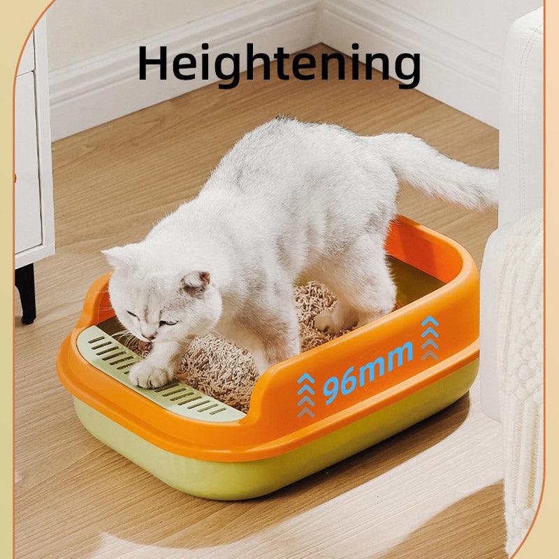 Spacious Open Cat Litter Box with High Sides for Low-Tracking Cleanliness