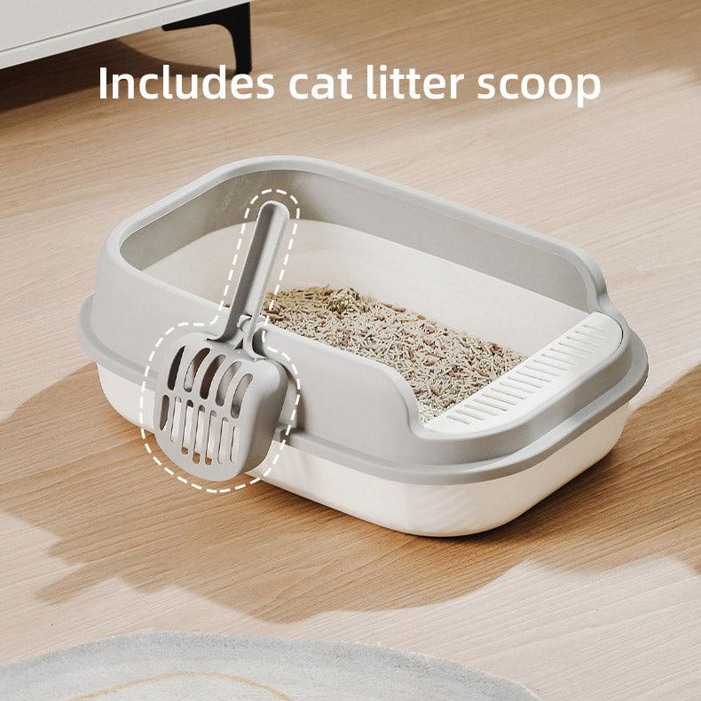 Spacious Open Cat Litter Box with High Sides for Low-Tracking Cleanliness
