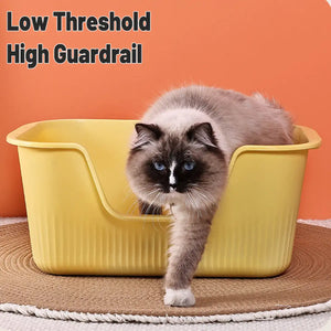 Semi-Enclosed Large Cat Litter Box for Multiple Cats Up to 15kg