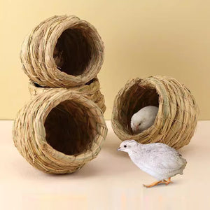 6PCS Handwoven Straw Bird Nest 12cm Natural Grass