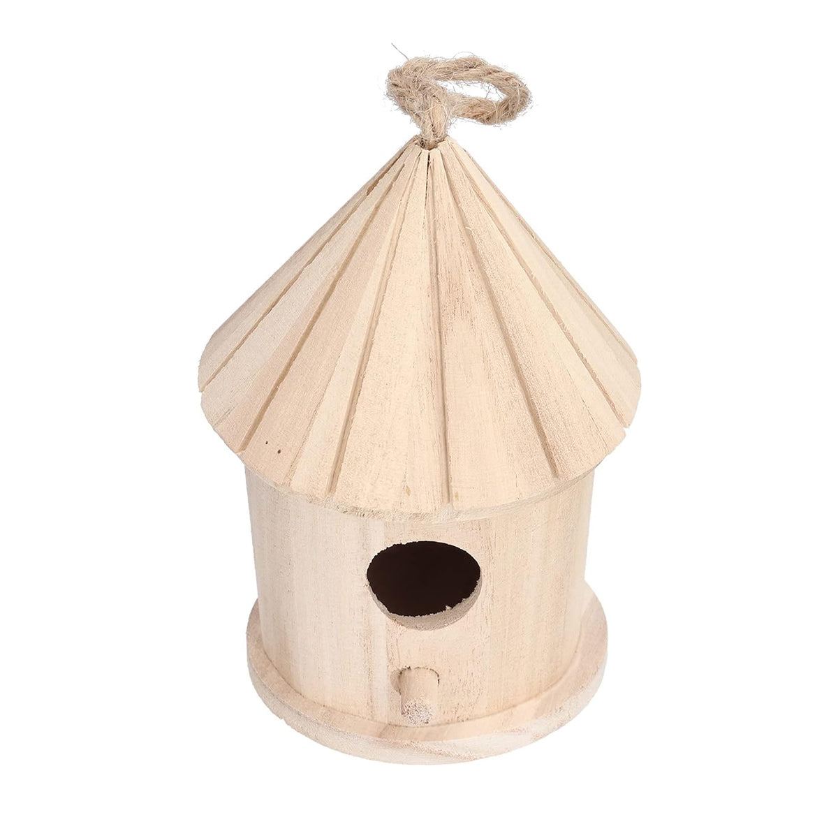 Handcrafted Wooden Bird Nest Hanging Decor