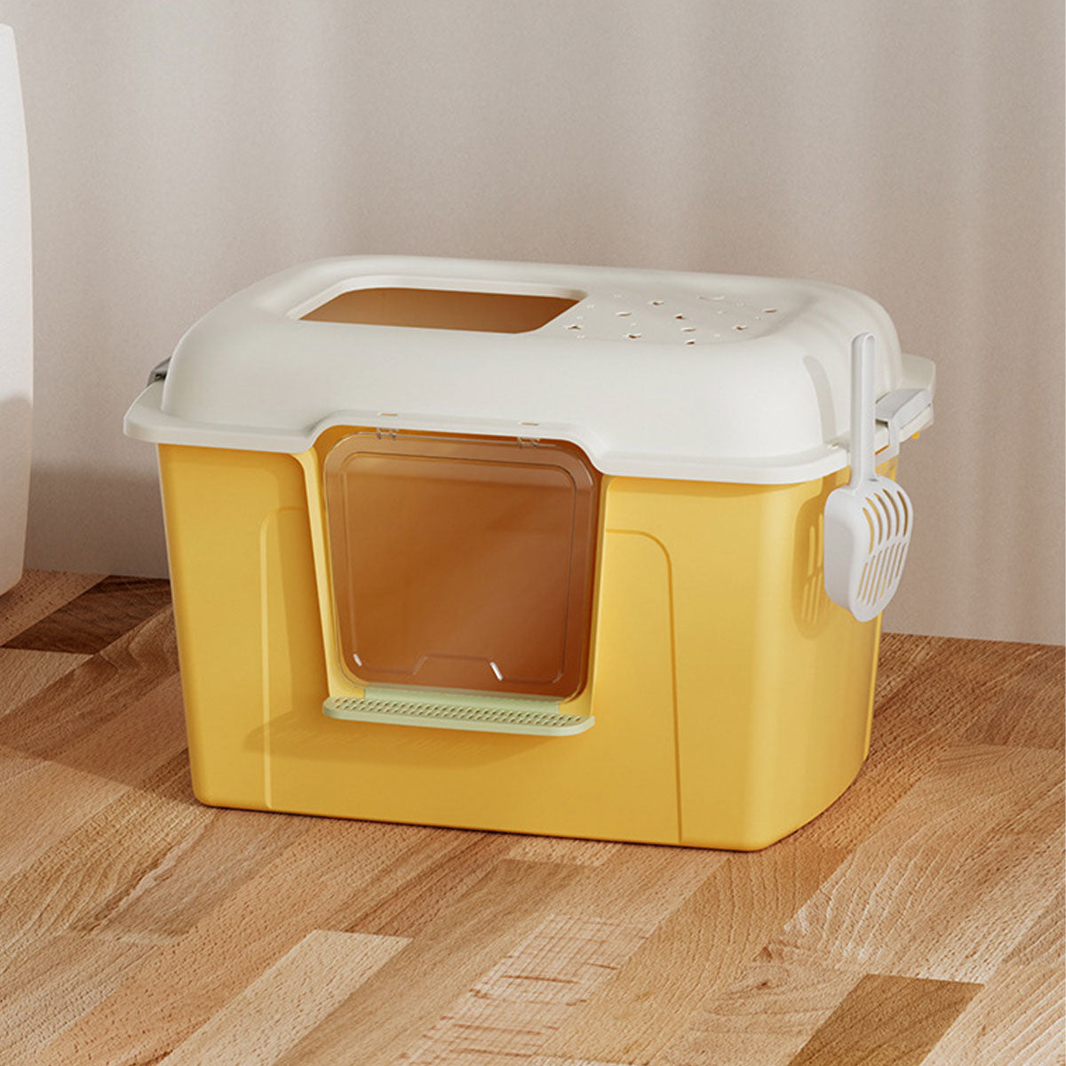 Large Semi-Enclosed Cat Litter Box With Door