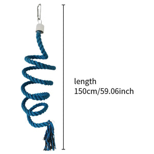 Spiral Cotton Rope Bird Climbing Toy With Hook 150cm
