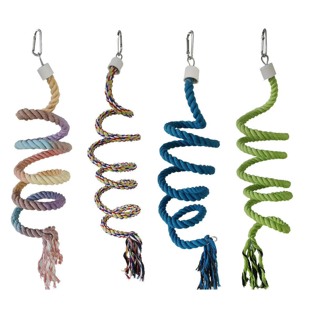 Spiral Cotton Rope Bird Climbing Toy With Hook 150cm