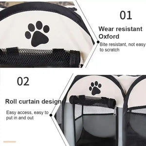 Foldable 8-Panel Pet Tent Portable Pet Playpen for Cats & Small Dogs