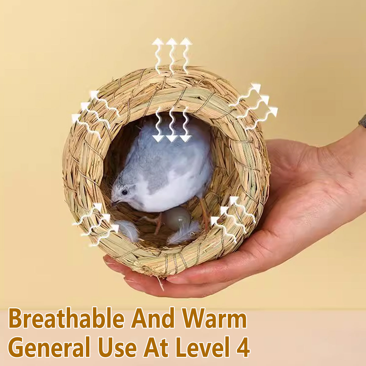 6PCS Handwoven Straw Bird Nest 12cm Natural Grass