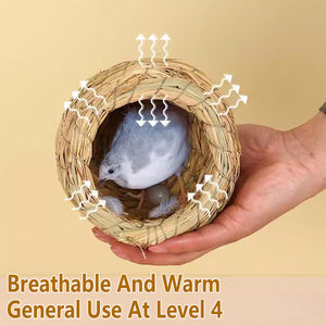 6PCS Handwoven Straw Bird Nest 12cm Natural Grass