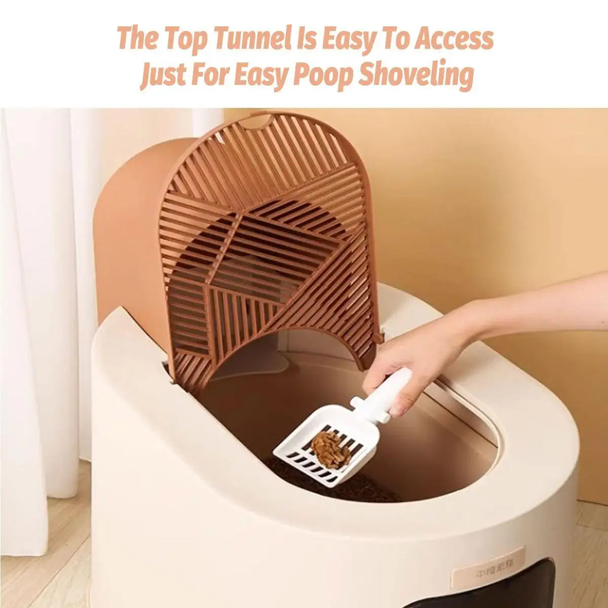 Fully Enclosed Cat Litter Box with Top Entry & Drawer Design