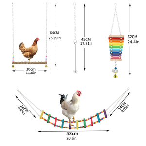 5PCS Chicken Toys Set Swing Ladder Xylophone & Hanging Feeder
