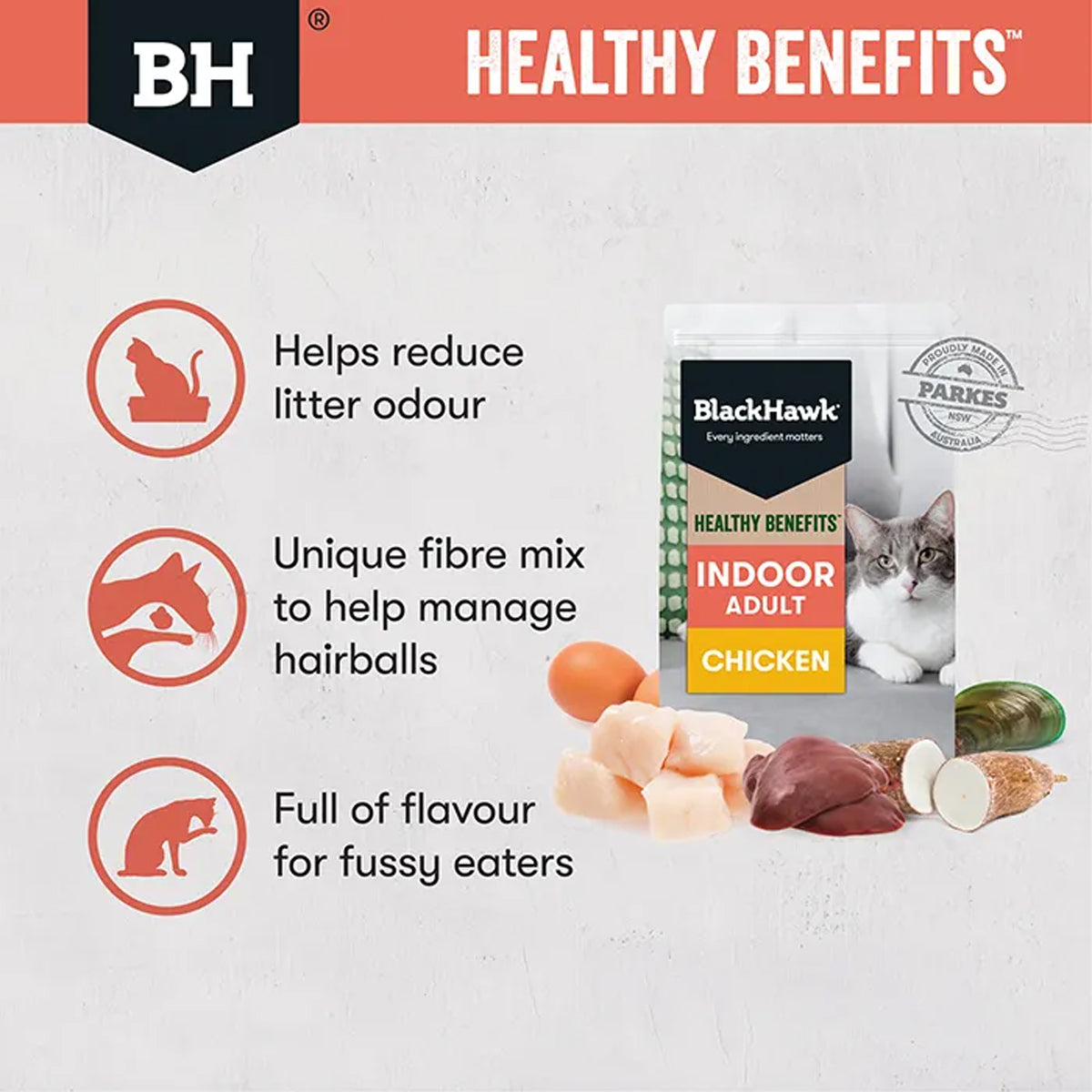 Black Hawk Healthy Benefits Dry Cat Food Adult Indoor Chicken 4kg/8kg
