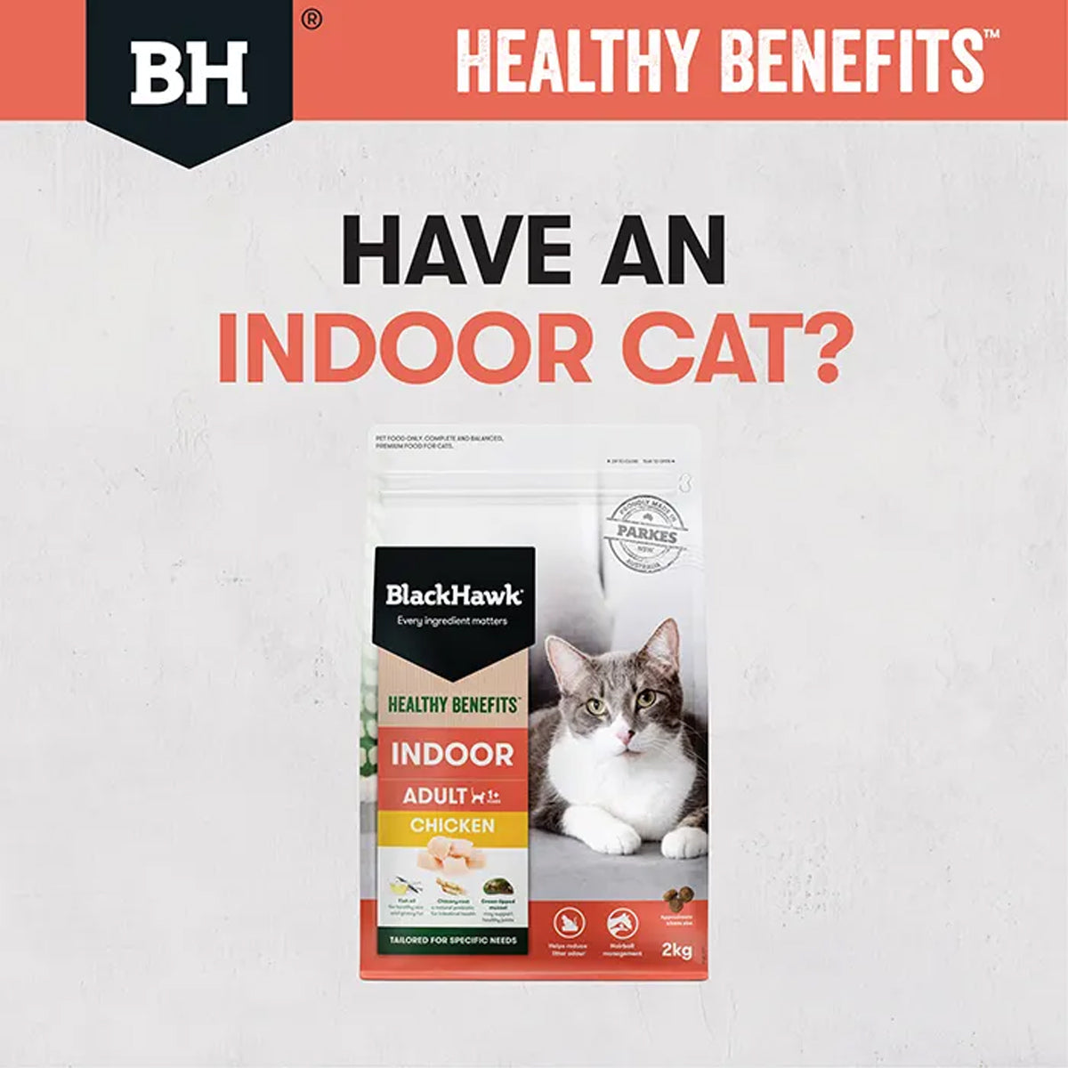Black Hawk Healthy Benefits Dry Cat Food Adult Indoor Chicken 4kg/8kg