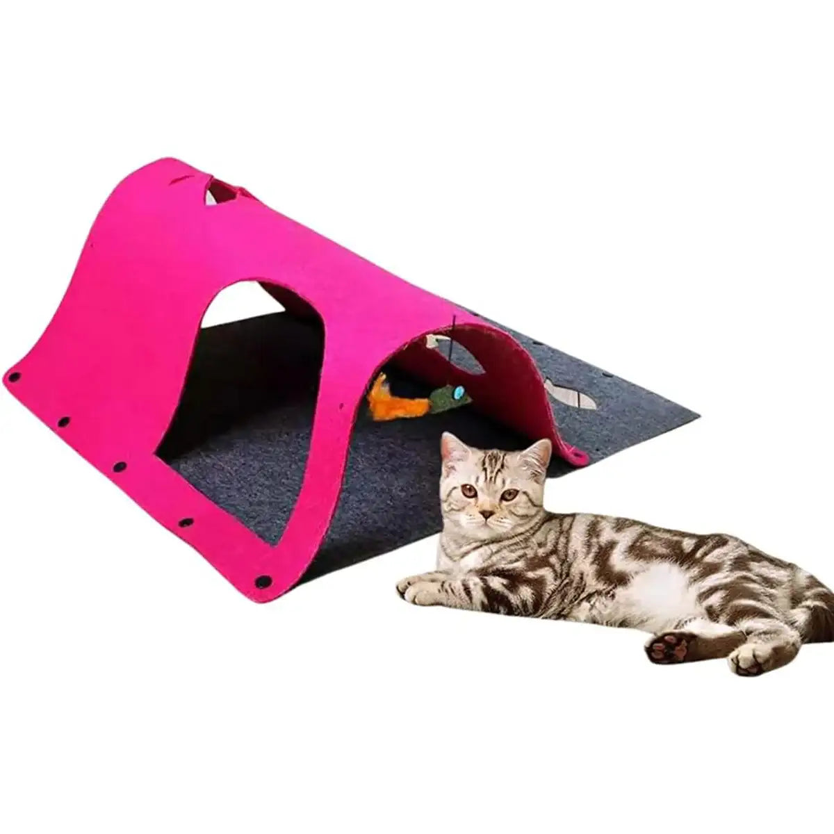 Modular DIY Playhouse Cat Play Tunnel with Felt Panels for Indoor Pets