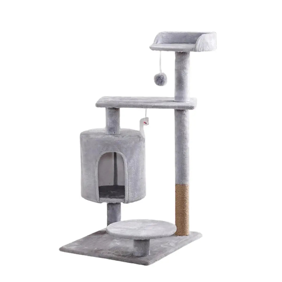 Multi-Level Cat Climbing Frame with Condo and Sisal Scratching Post
