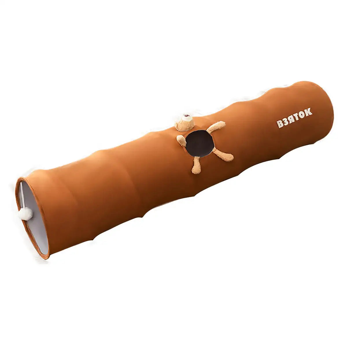 Foldable Cat Tunnel with Bear Toy Indoor Play Tunnel for Cats