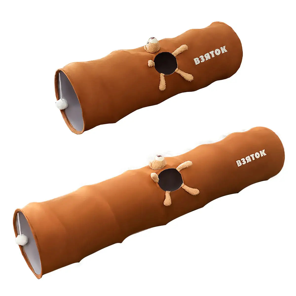 Foldable Cat Tunnel with Bear Toy Indoor Play Tunnel for Cats
