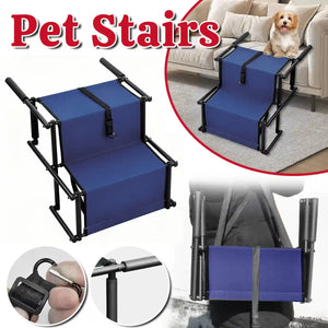 Foldable Pet Stairs for Small Dogs & Cat Non-Slip Steps with Safety Clip