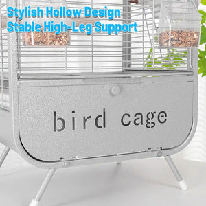 Parrot Cage Modern Metal Bird Cage with Stand and Easy-Clean Tray