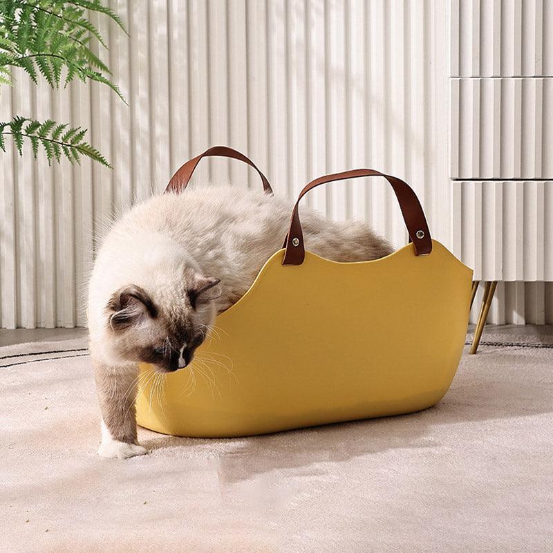 High-Sided Travel Solution with Portable Litter Box for Cats