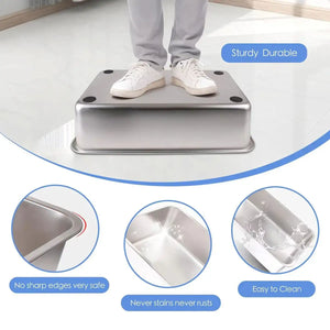 Stainless Steel Cat Litter Box with Covered Canopy & Anti-Tracking Mat