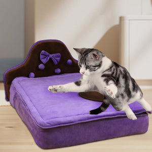 Plush Pet Bed Sofa With Removable Cushion