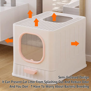 Enclosed Cat Litter Box With Pull-Out Tray