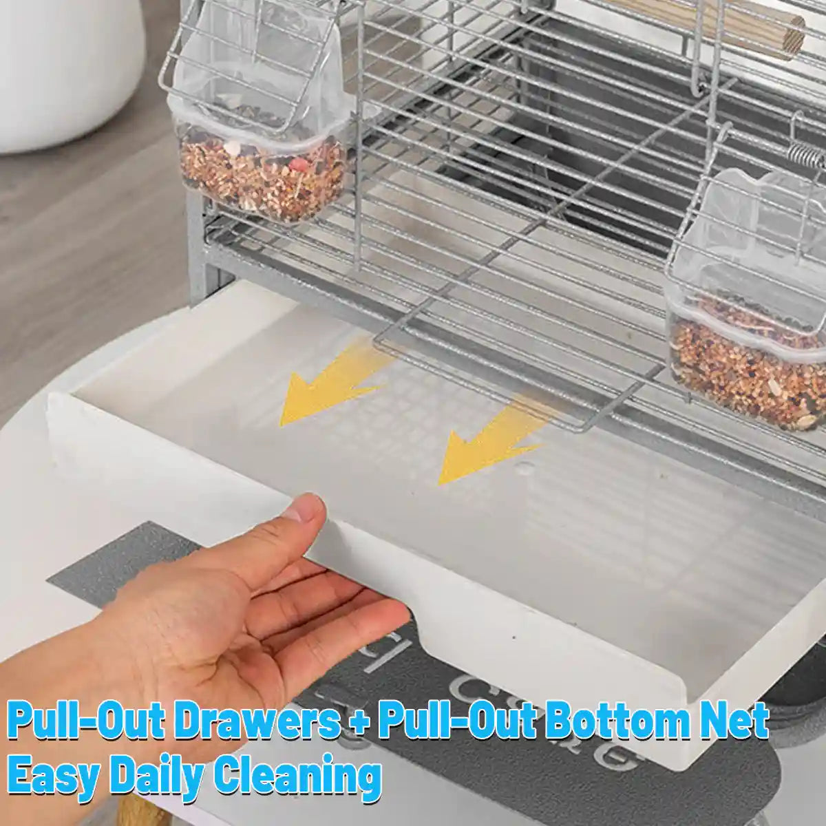 Parrot Cage Modern Metal Bird Cage with Stand and Easy-Clean Tray