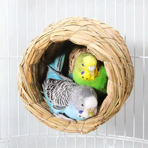6PCS Handwoven Straw Bird Nest 12cm Natural Grass