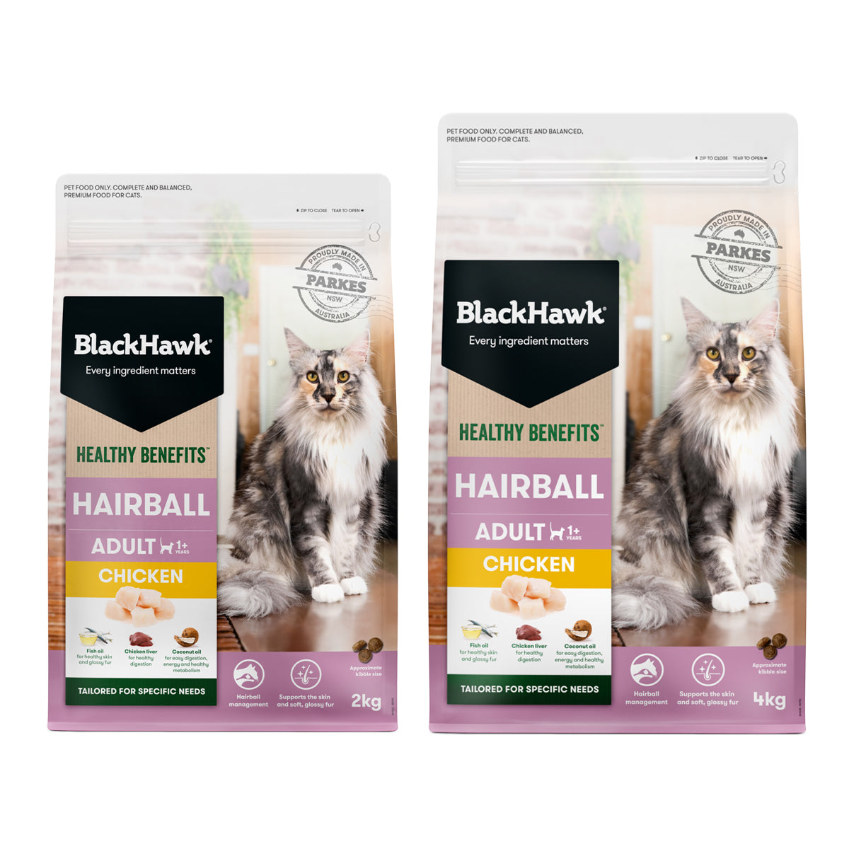 Blacck Hawk Chicken Cat Dry Food Hairball Control Formula 2KG/4KG