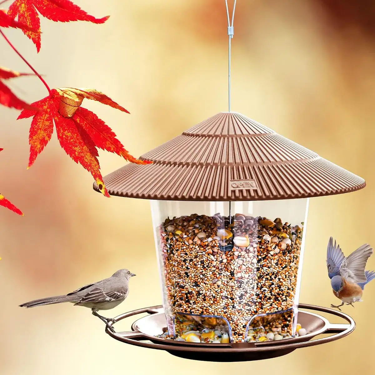Garden Outdoor Squirrel-Proof Hanging Bird Feeder with Large Capacity