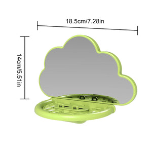 Cloud-Shaped Bird Mirror with Perch & Hidden Feeder