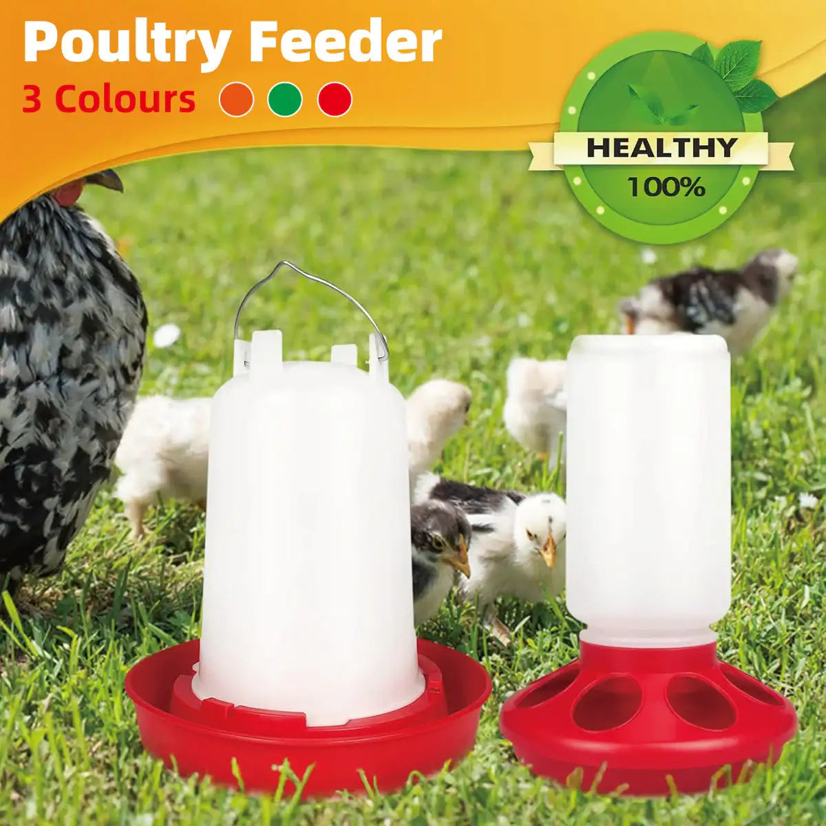 Adjustable poultry feeder and waterer set for chicks


