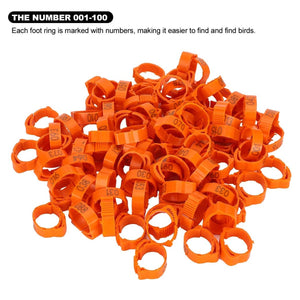 100PCS Adjustable Bird Leg Rings Numbered