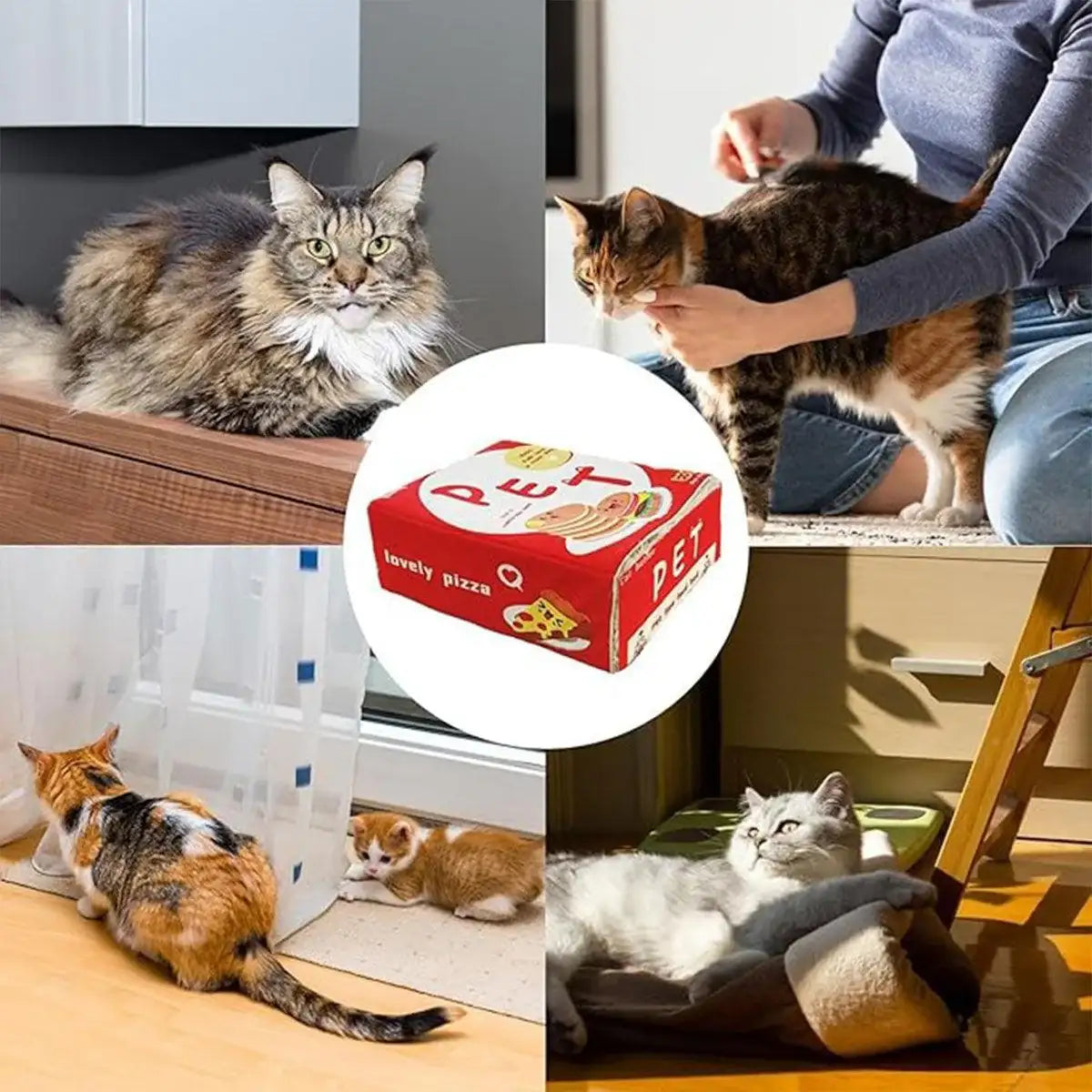 Snack-Themed Plush Cat Bed Cozy Rectangular Pet Sleeping Nest