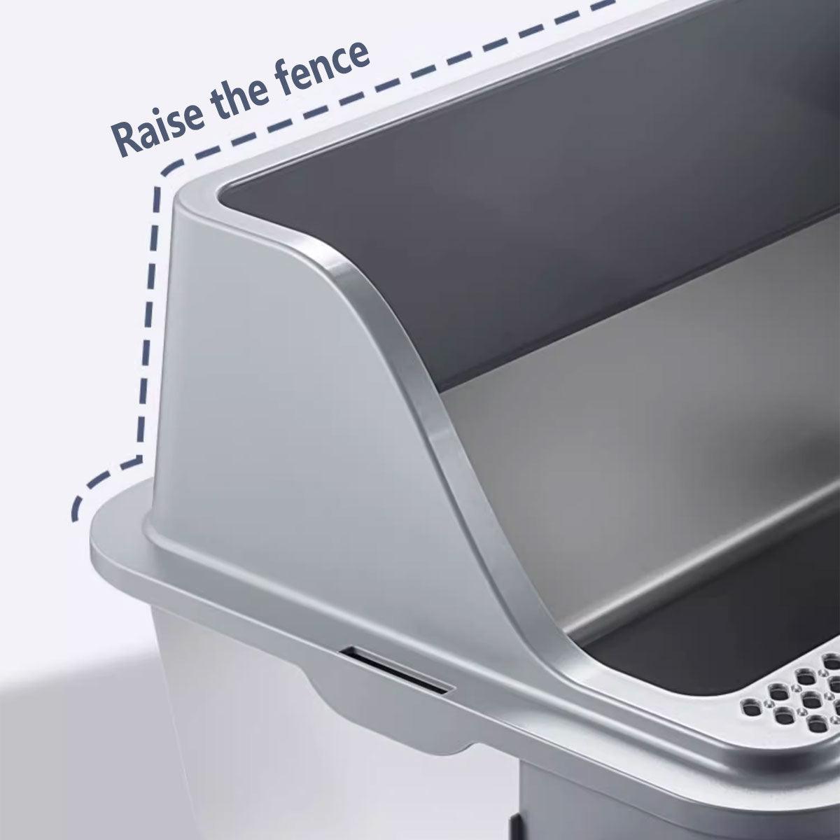 Raised Edge Cat Litter Box with Step Design for Easy Access